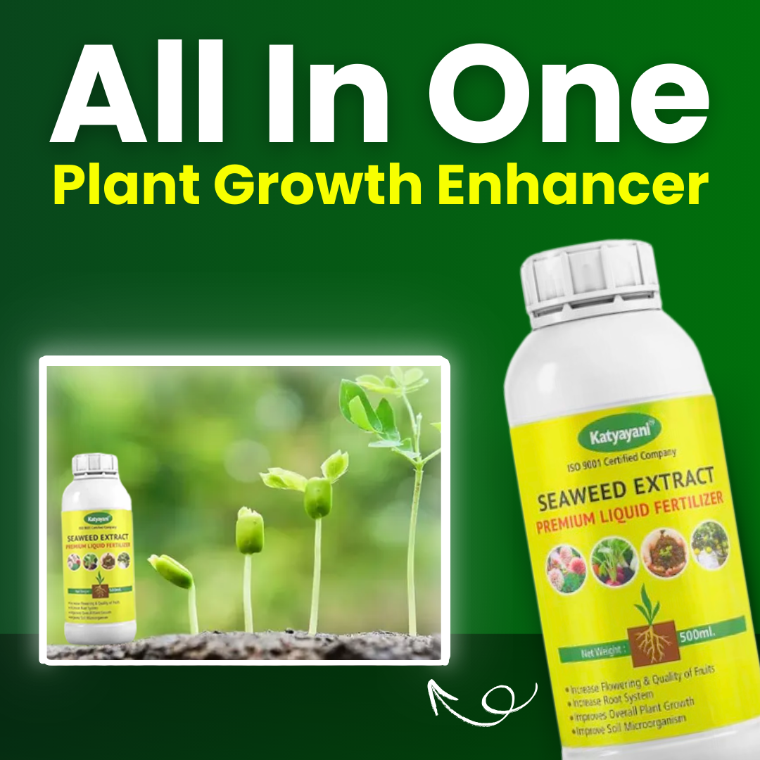  Katyayani PREMIUM Seaweed Extract Liquid for Plants Vegetables Flowers Fruits Promotes Plant Growth, Flowering, Fruiting - Keeps Plant Healthy and Greenish