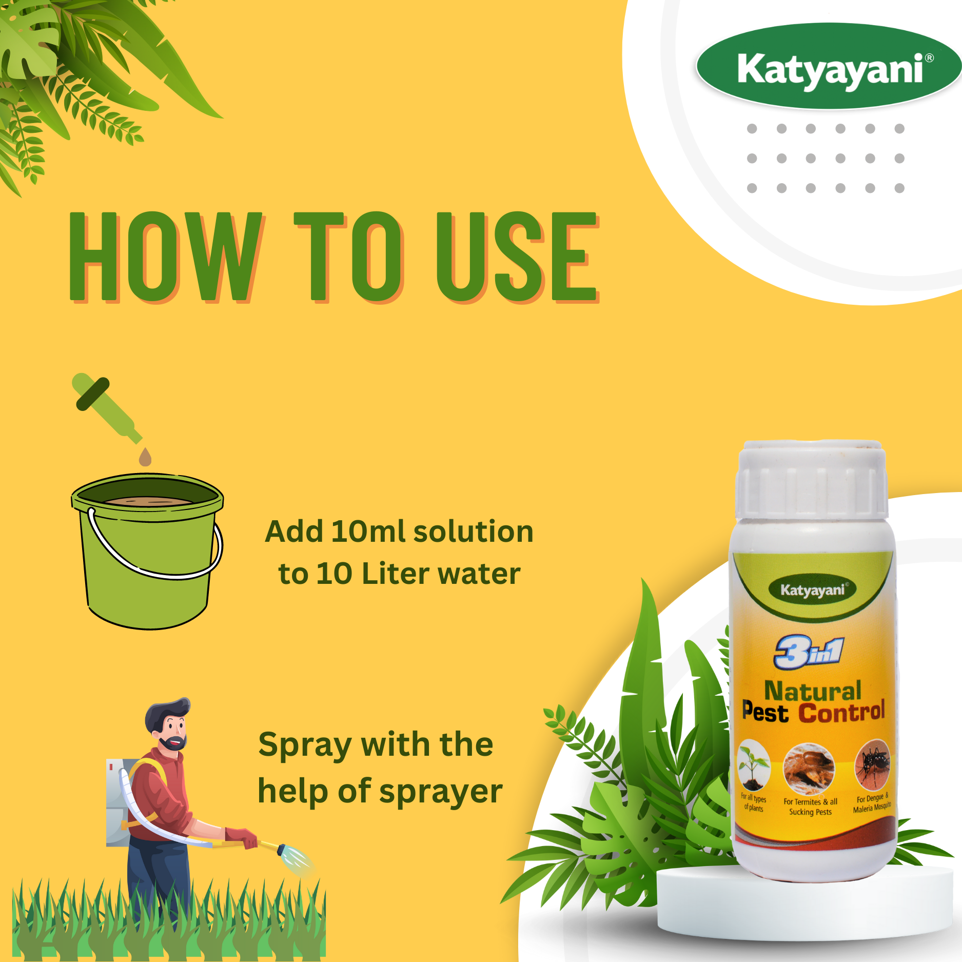 Katyayani 3 In1 Organic Pesticide for Plants & Home Garden 