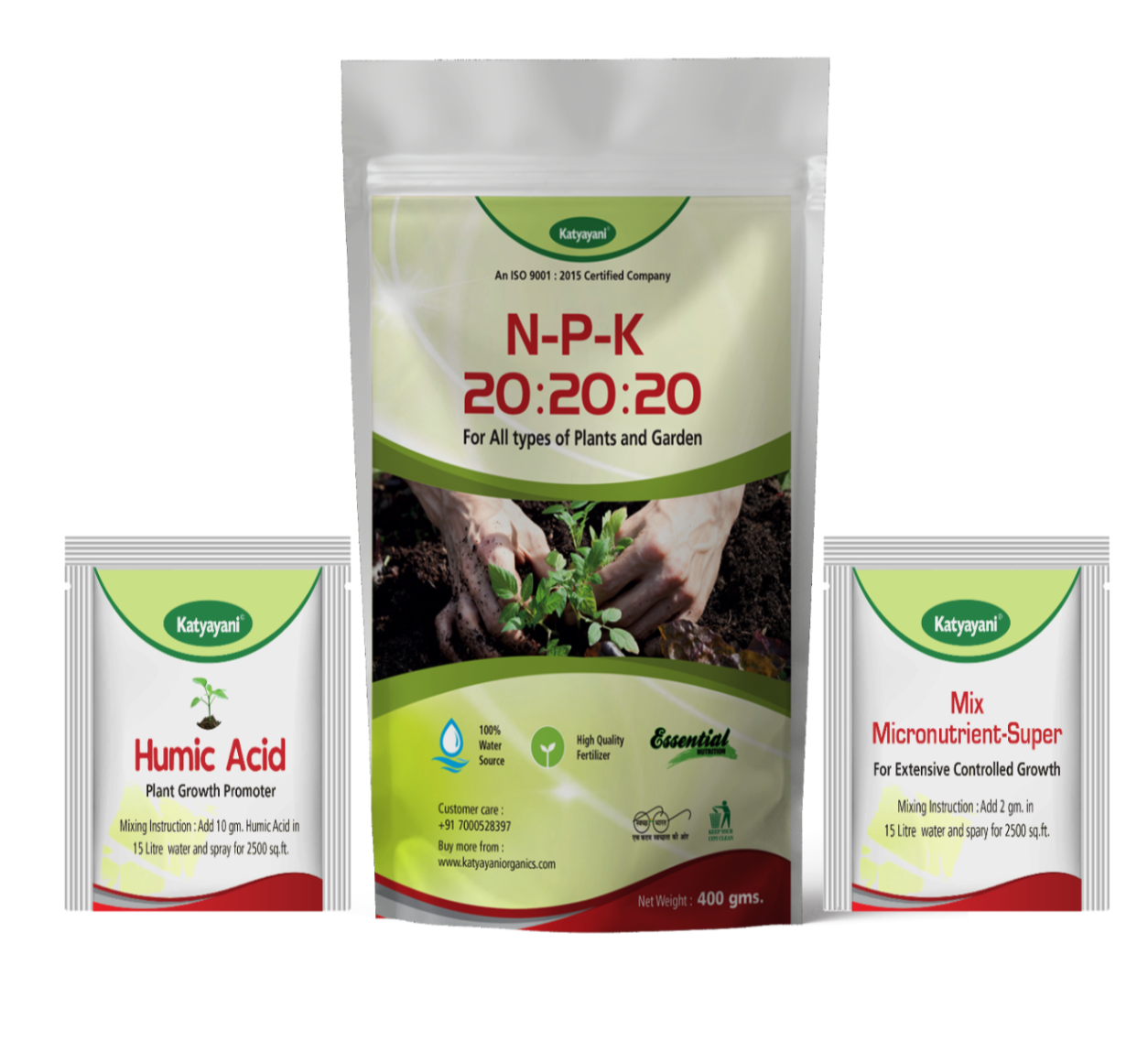 NPK 20 20 20 Fertilizer with 2 Sample -Mix micronutrients and Organic Humic Acid