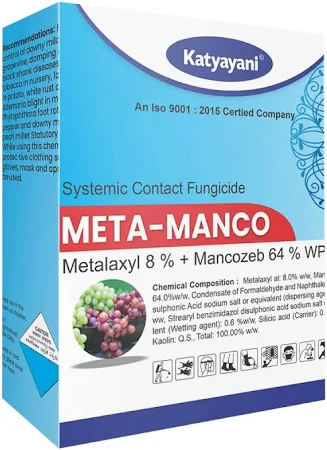 Katyayani META-MANCO | Metalaxyl 8 % + mancozeb 64 % WP Fungicide | Manages diseases such as late blight, downy mildew, and leaf spots 
