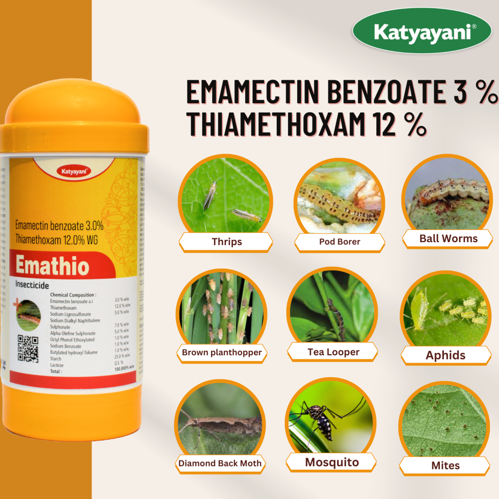 Katyayani Emathio Emamectin benzoate 3 % thiamethoxam 12 % wg road Spectrum Insecticide 