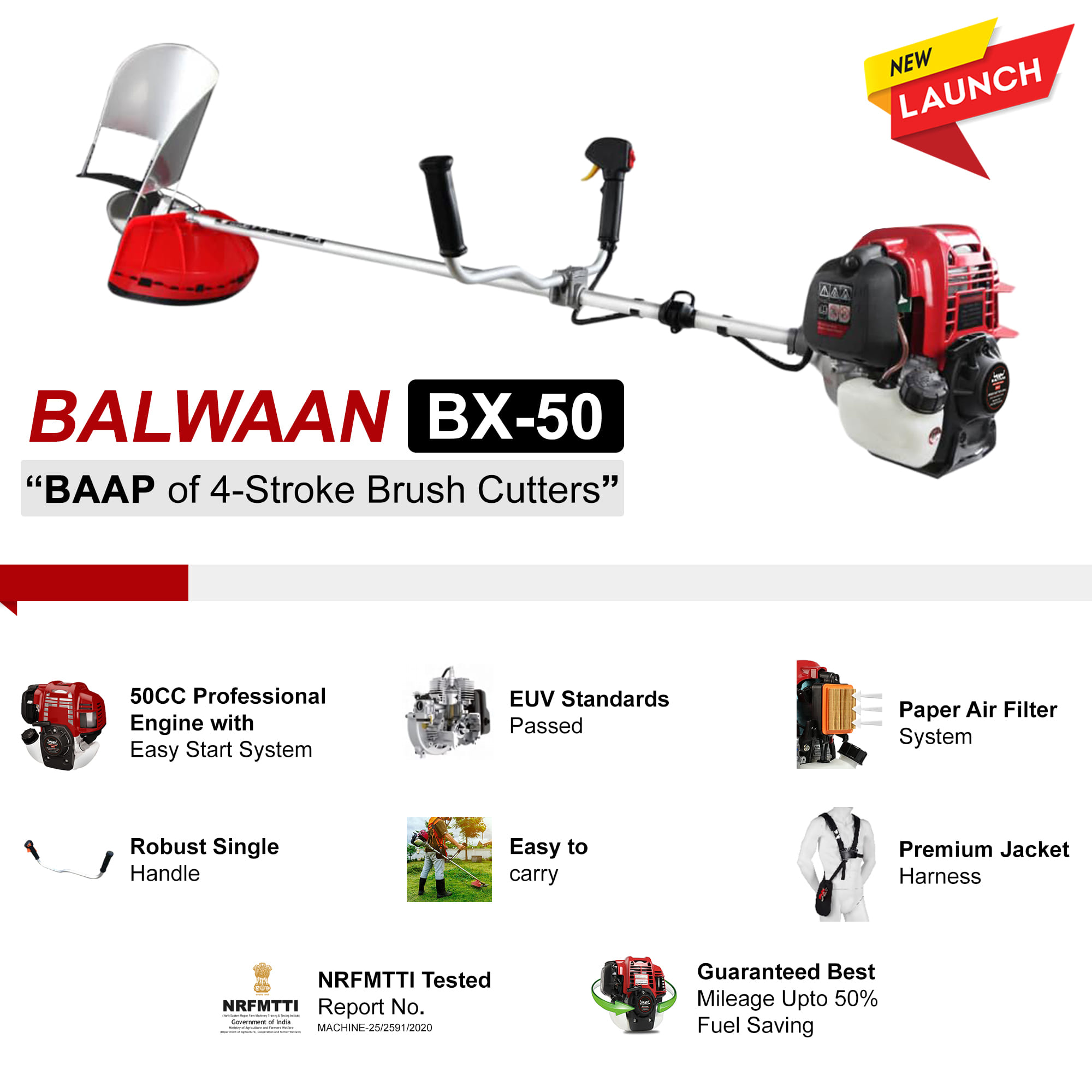 BALWAAN 4 STROKE BRUSH CUTTER side pack BX 50 (BBC-4SPN) -PRO