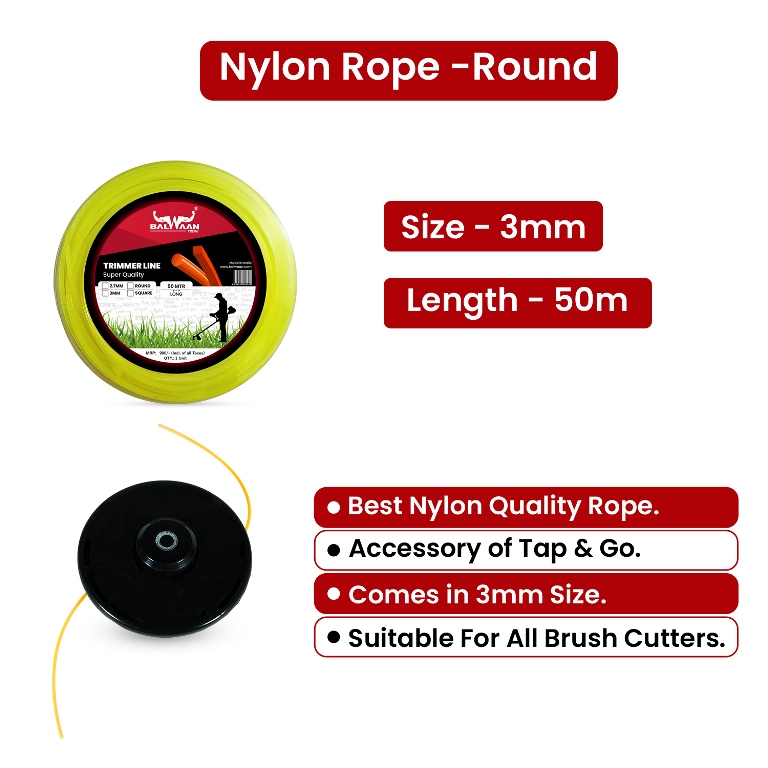 BALWAAN NYLON ROPE ROUNDTYPE 50 mtr 3mm