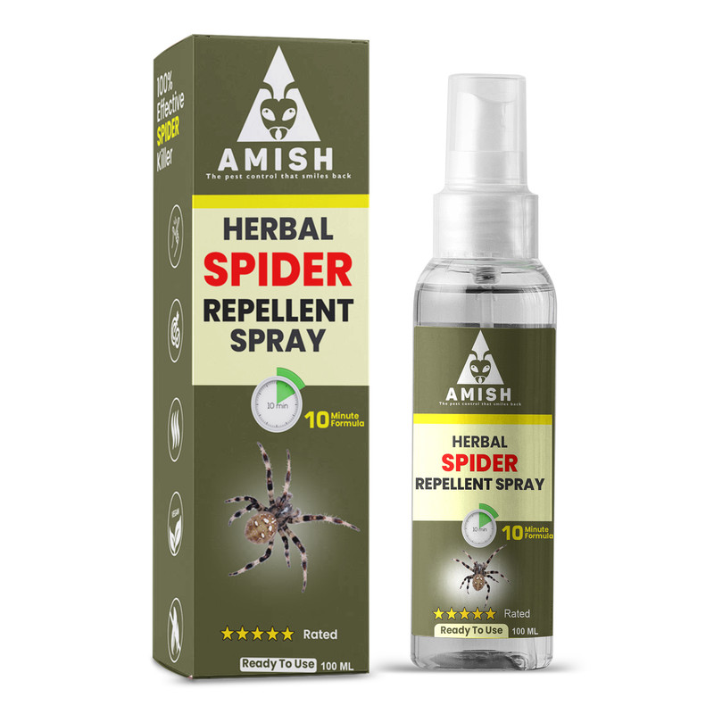 Amish -A Eco-Friendly Spider Repellent Spray, killer/Spider Organic Liquid use for home/Office/non-toxic (100% Effective)