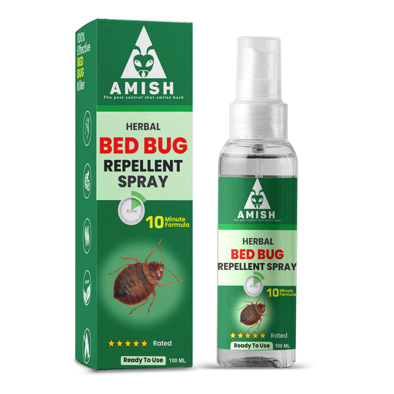 Amish- Bed-Bug Repellent 100ML Killer herbal Spray/Ready to use Bed- Bug killer Spray khatmal spray for Home, Kichen 100% Effective for Bed-Bugs with Amish Plant Based extract 