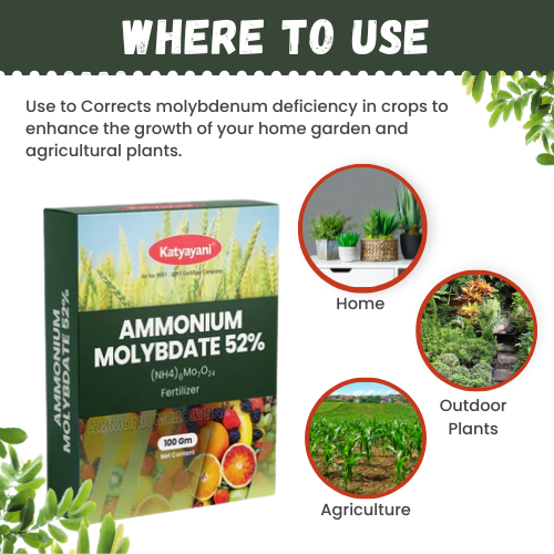 Katyayani Ammonium Molybdate 52% Organic Fertilizer | Corrects Molybdenum Deficiency in Crops | Promotes Overall Plant Growth and Yield