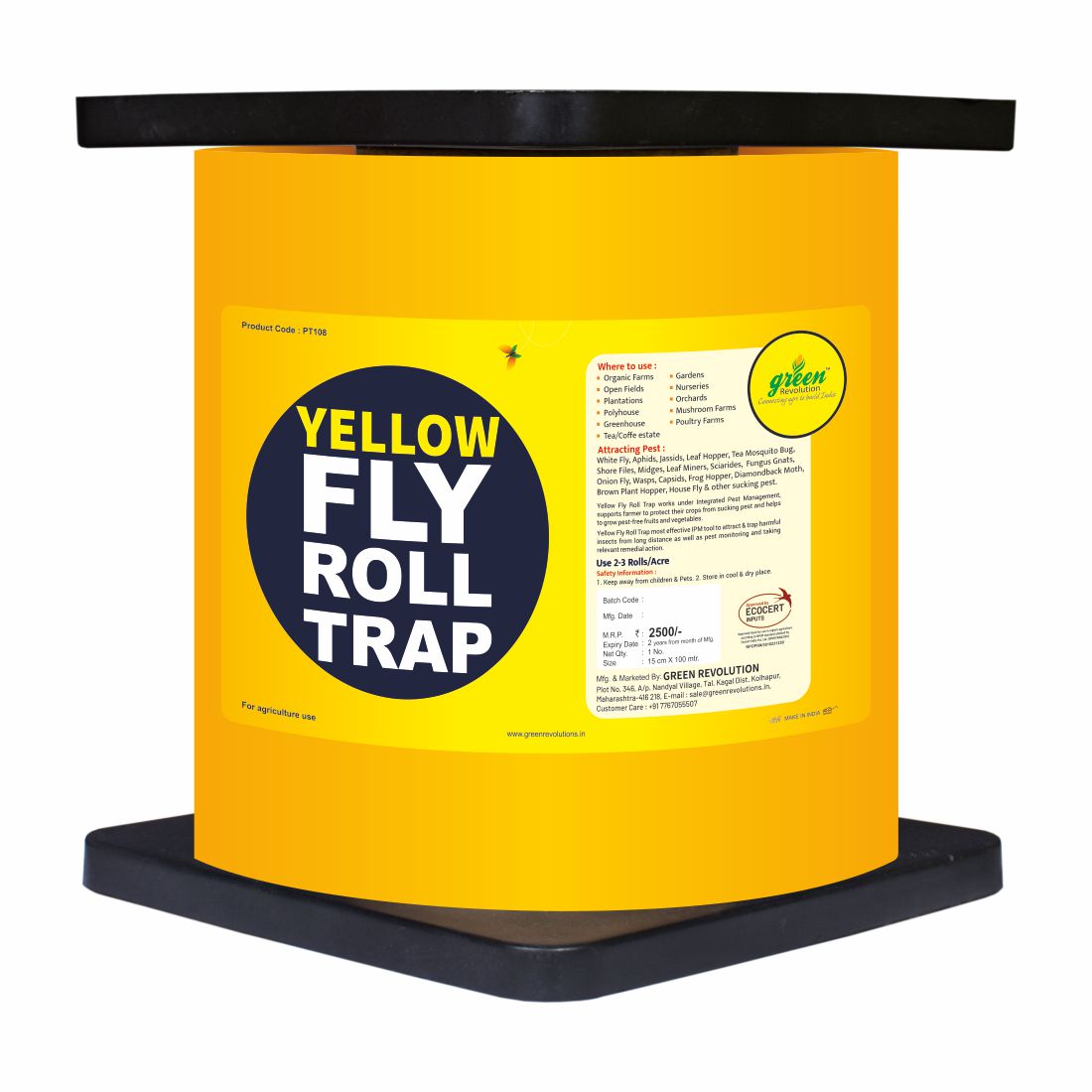  Yellow Fly Sticky Roll Trap (15 x 100 Mtr) - Fruit Fly Trap | Vegetable Fly Trap | Sticky Roll Trap for Agriculture | Pest Control Trap | Non-Toxic Fly Trap | High-Quality Sticky Rol
