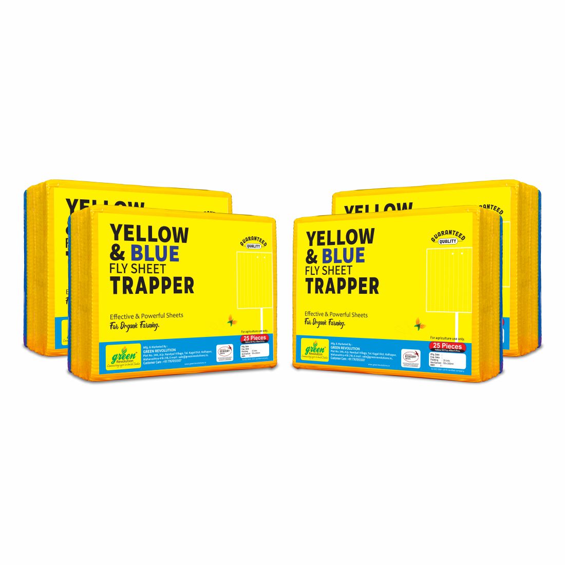  ECO Sticky Trap A5 Size – Yellow & Blue Mix for Garden & Farm | Controls Whitefly, Thrips, Aphids, Jassids & Other Sucking Pests