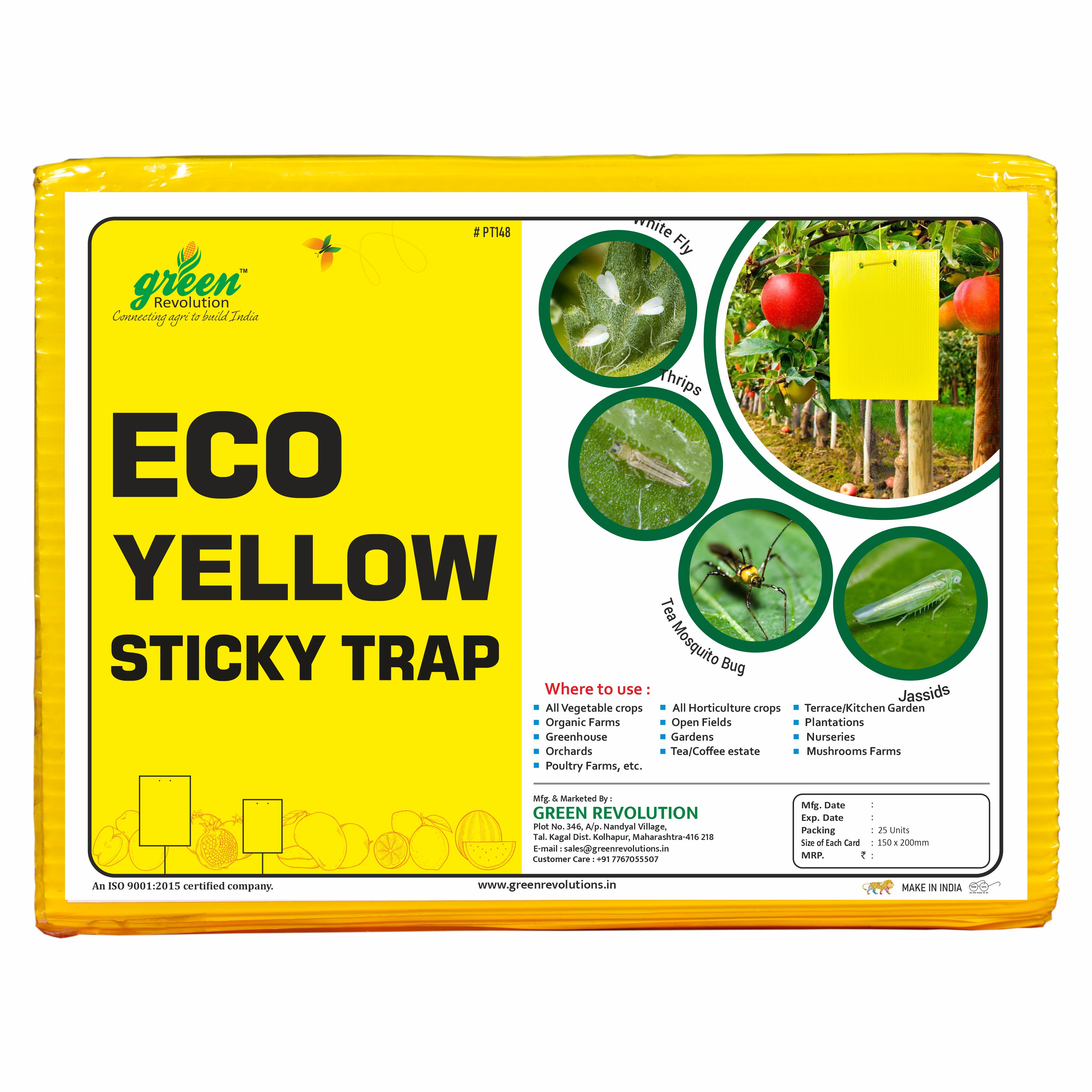  ECO Yellow Sticky Trap A5 (150mm × 200mm) - Insect Trap for Whitefly, Aphids, Jassids & Flying Pests